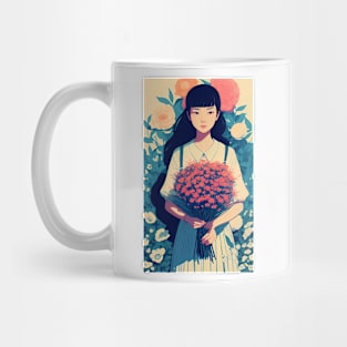 girl holding flowers Mug